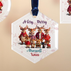 Personalised Family Reindeer Glass Christmas Decoration