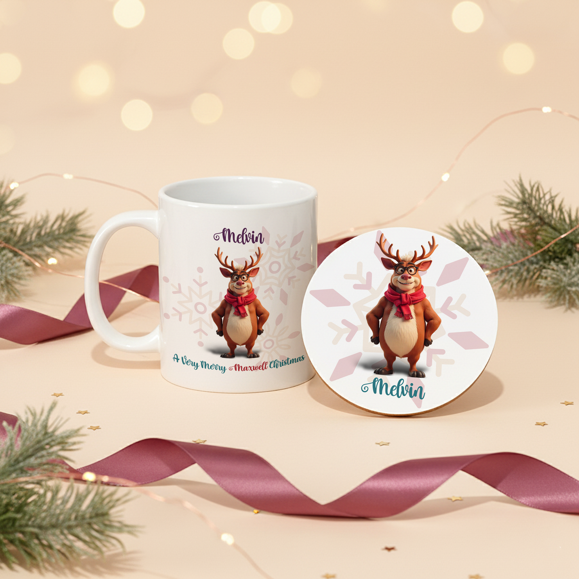 Family Reindeer Christmas Mug