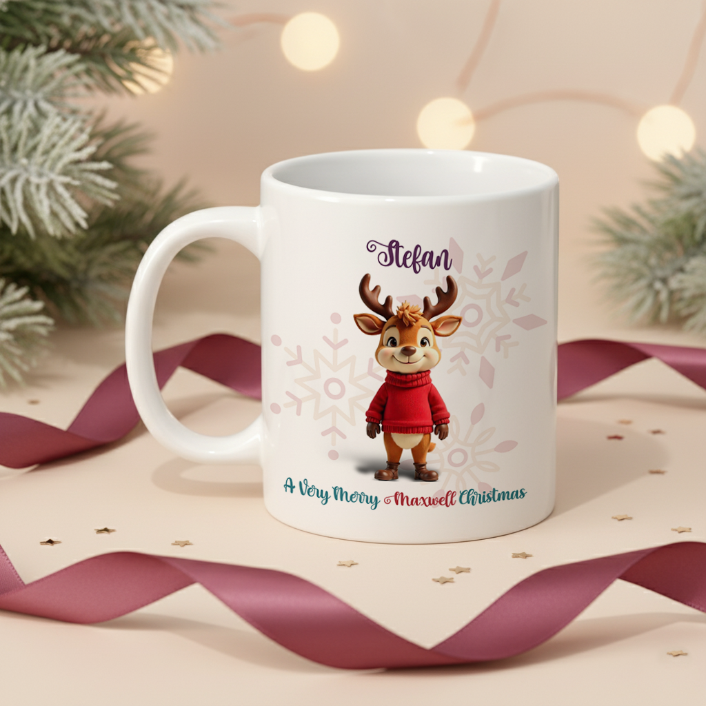 Family Reindeer Christmas Mug