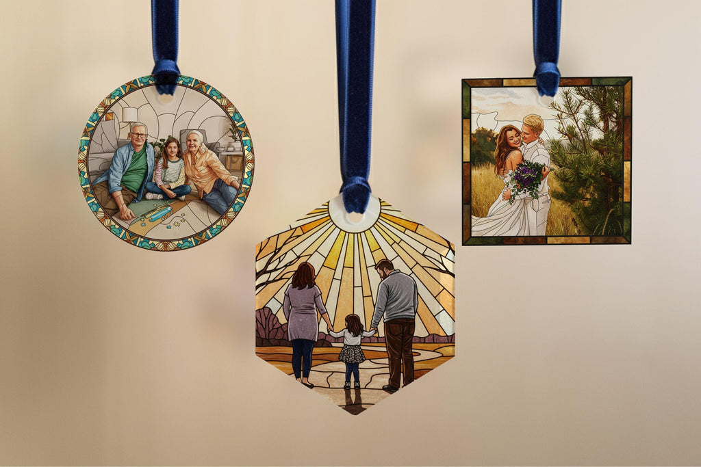 Personalized Photo Christmas Ornament: Stained Glass Keepsake