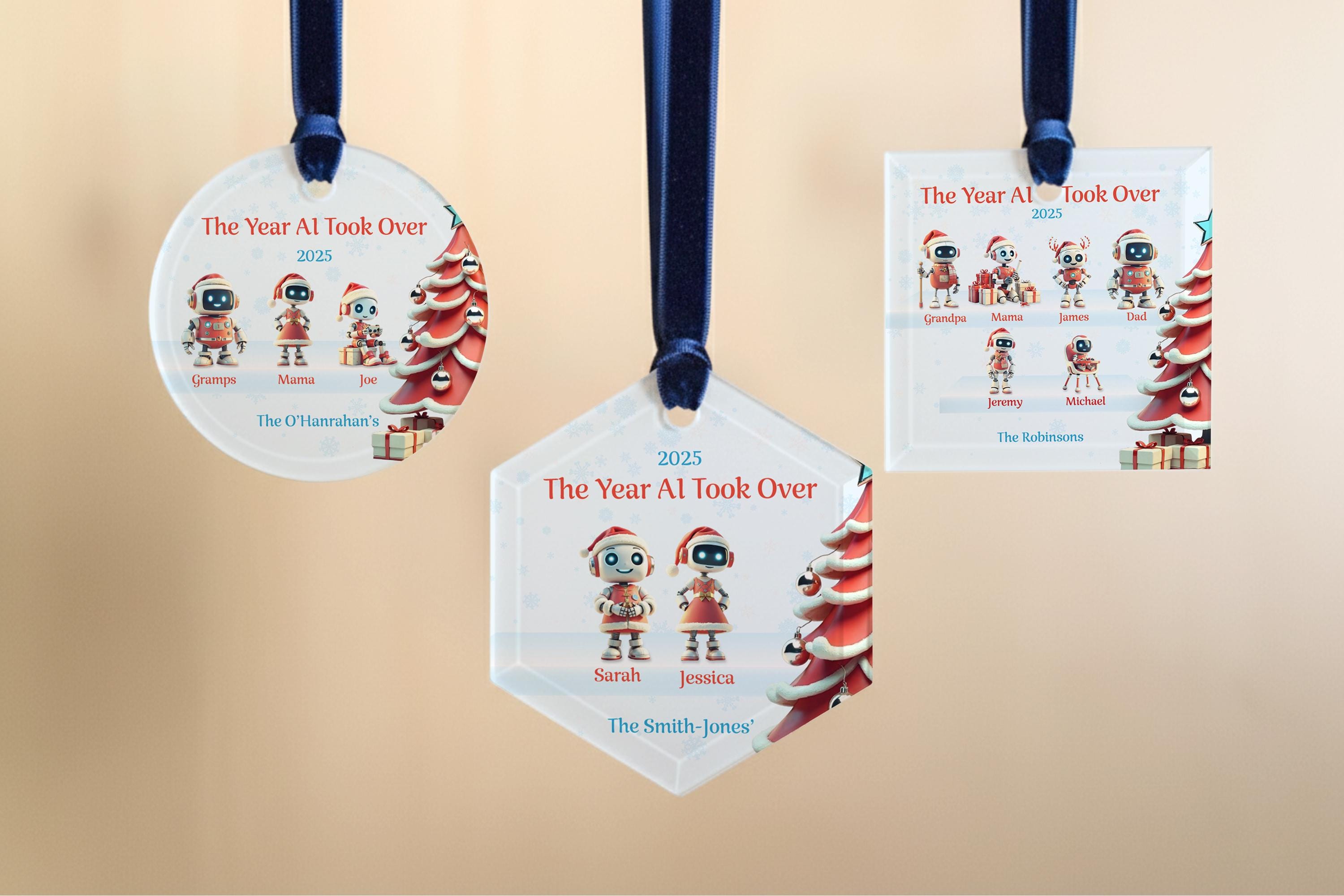 AI Family Glass Christmas Decoration