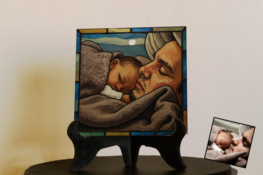 Personalized Photo Christmas Ornament: Stained Glass Keepsake