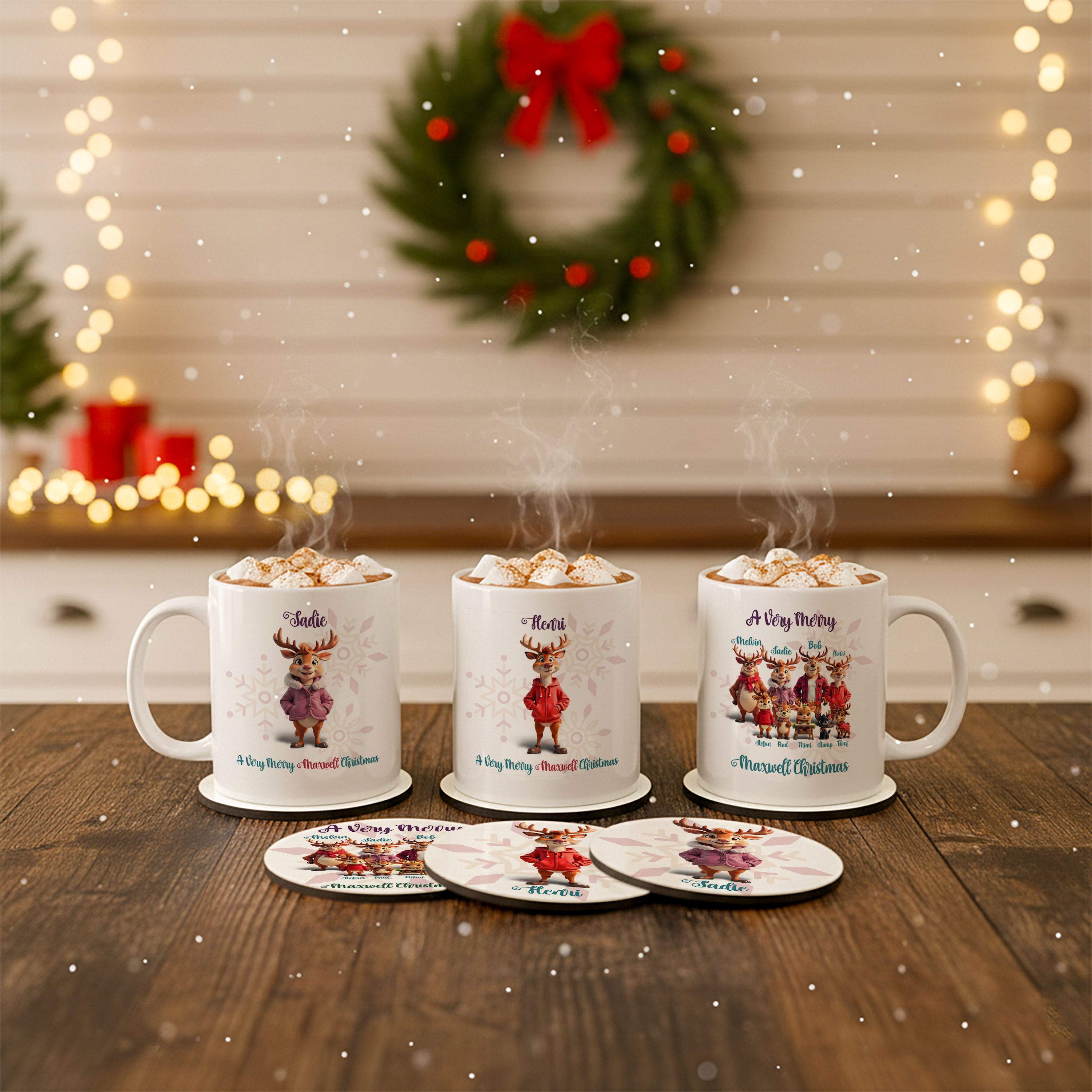 Family Reindeer Christmas Mug