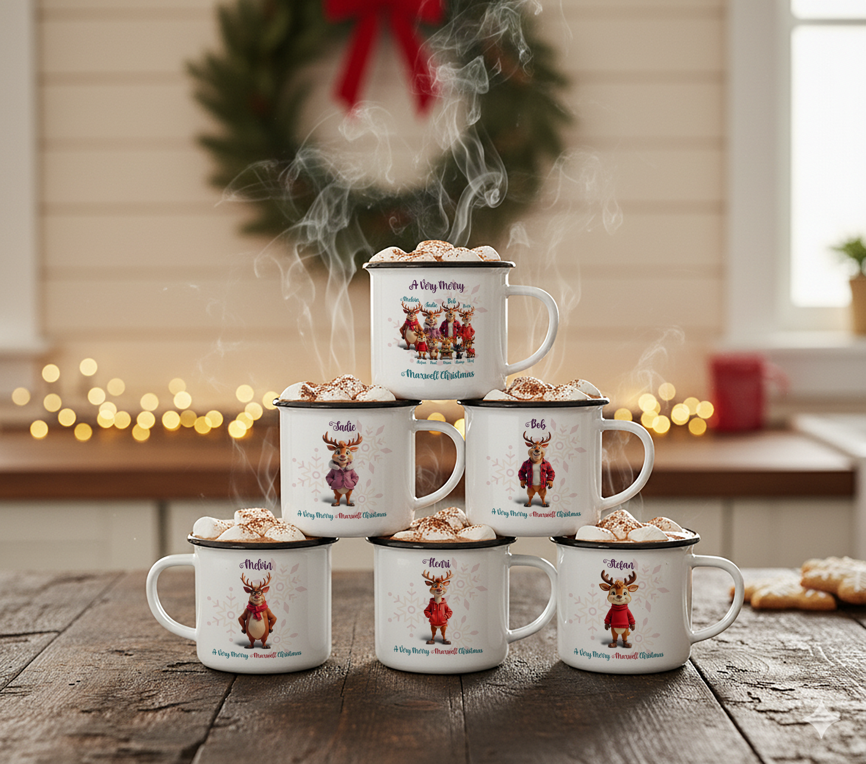 Family Reindeer Christmas Mug