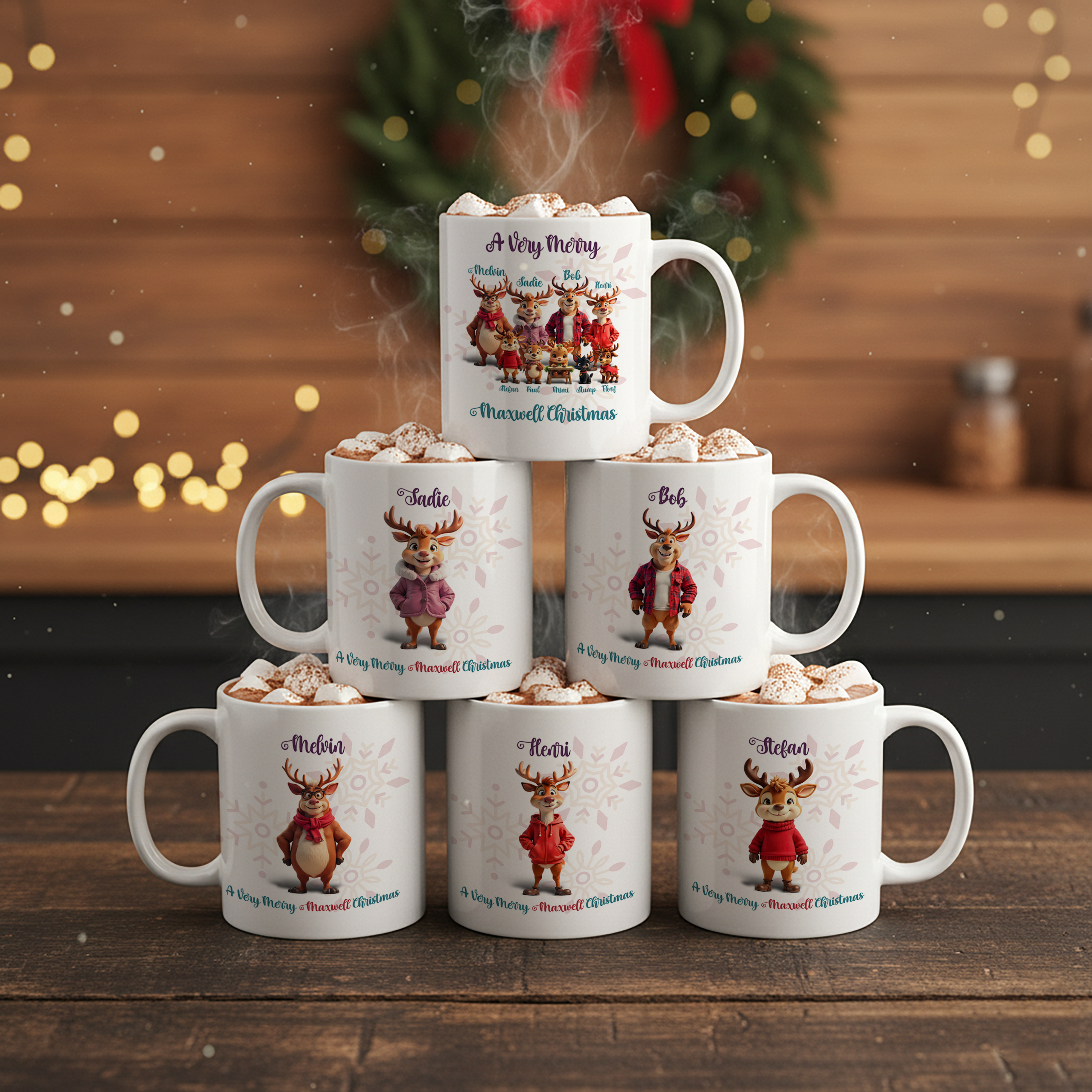 Family Reindeer Christmas Mug