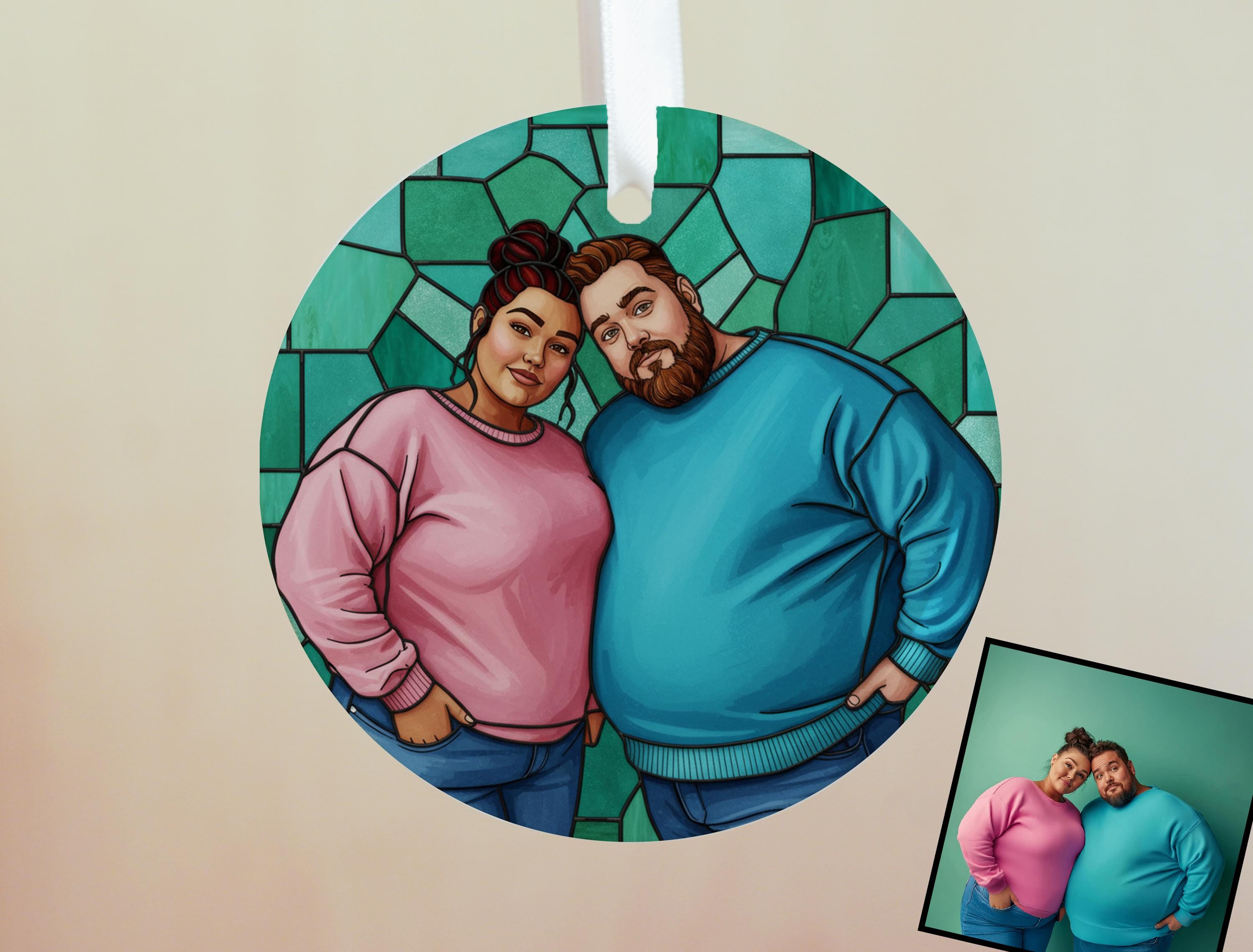 Personalized Photo Christmas Ornament: Stained Glass Keepsake