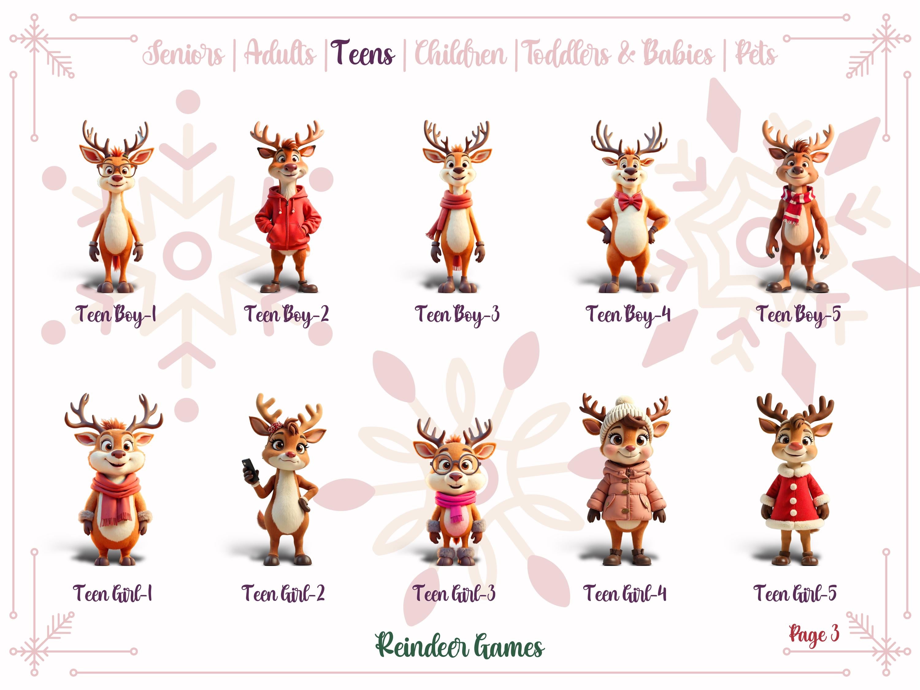 Personalised Family Reindeer Glass Christmas Decoration