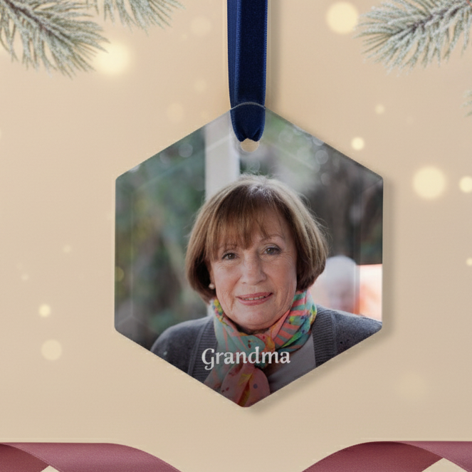 Hexagon Glass Christmas Decoration