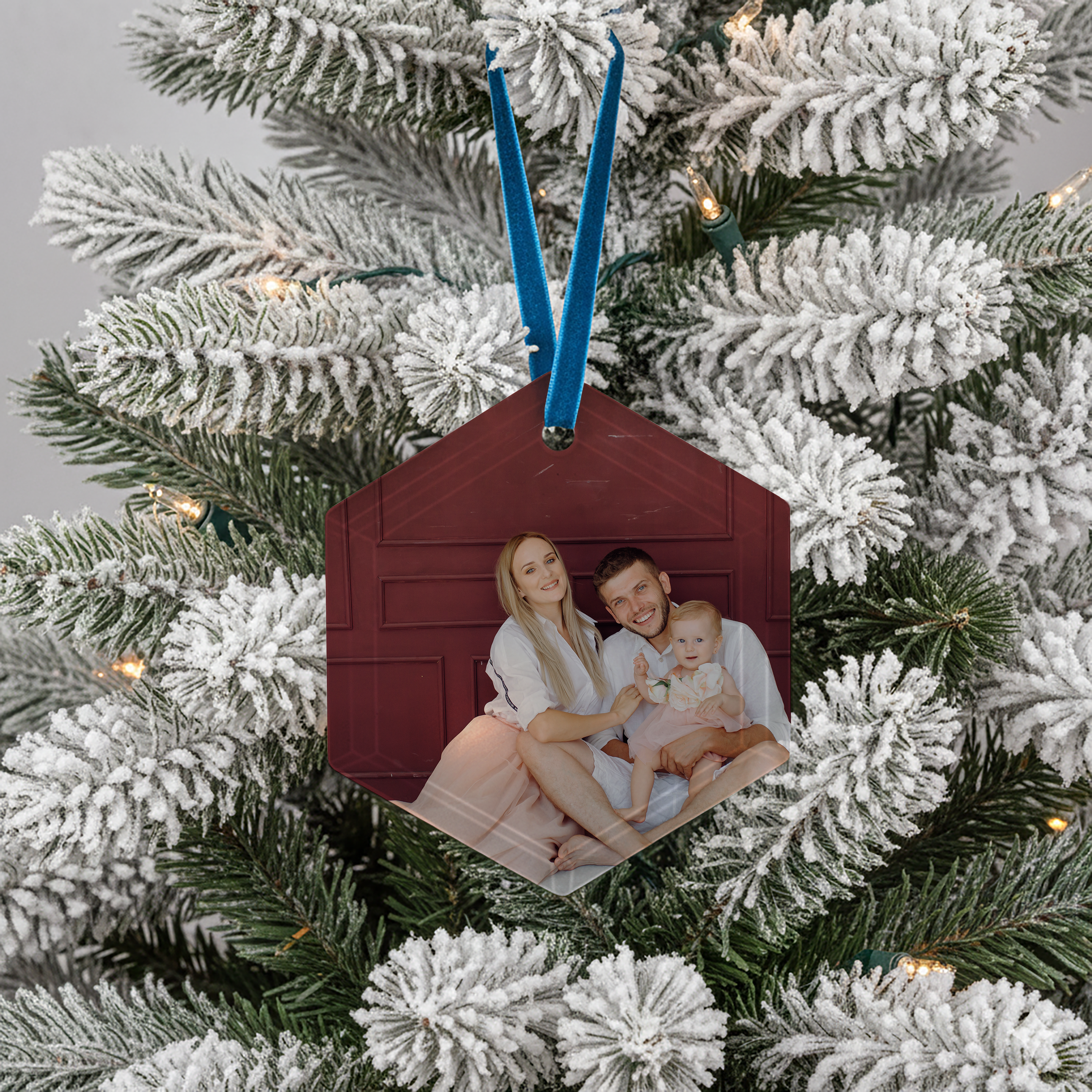 Hexagon Glass Christmas Decoration