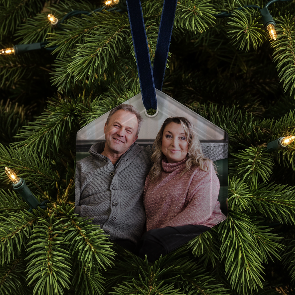 Hexagon Glass Christmas Decoration