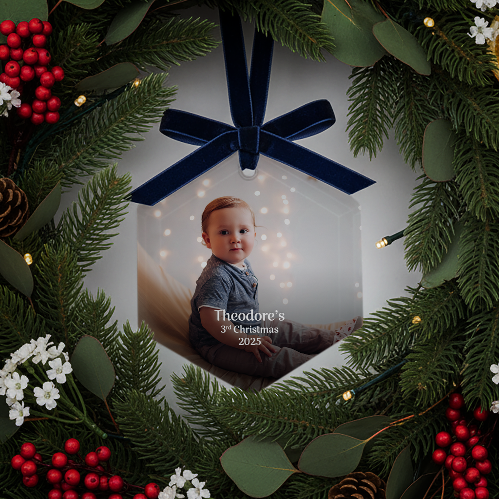 Hexagon Glass Christmas Decoration