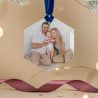 Personalised Photo Glass Ornament – Custom Printed Keepsake – Choose Round, Hexagon or Square – Add Name or Message – UK Made