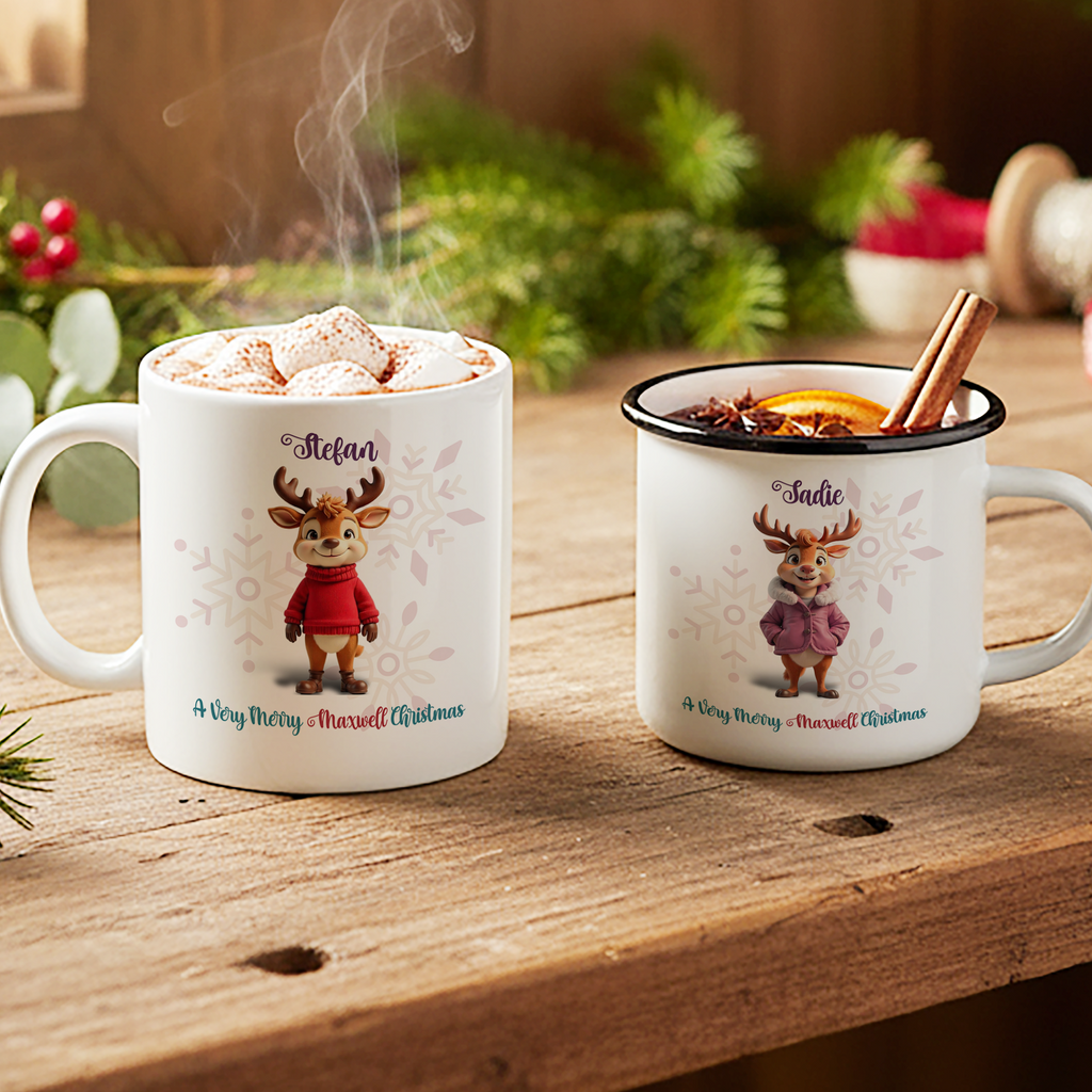 Family Reindeer Christmas Mug