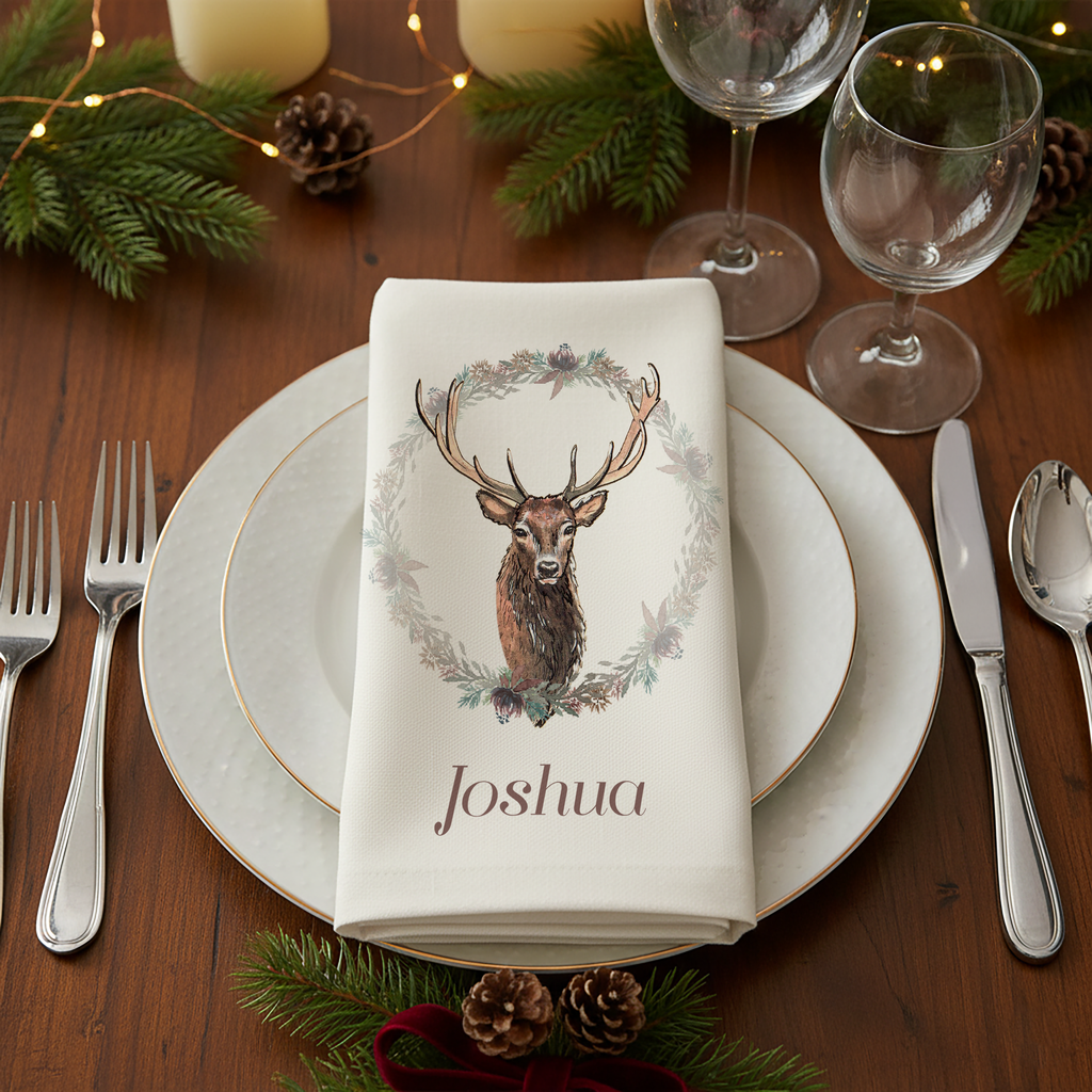 Stag Christmas Napkins – 50cm Spun Polyester