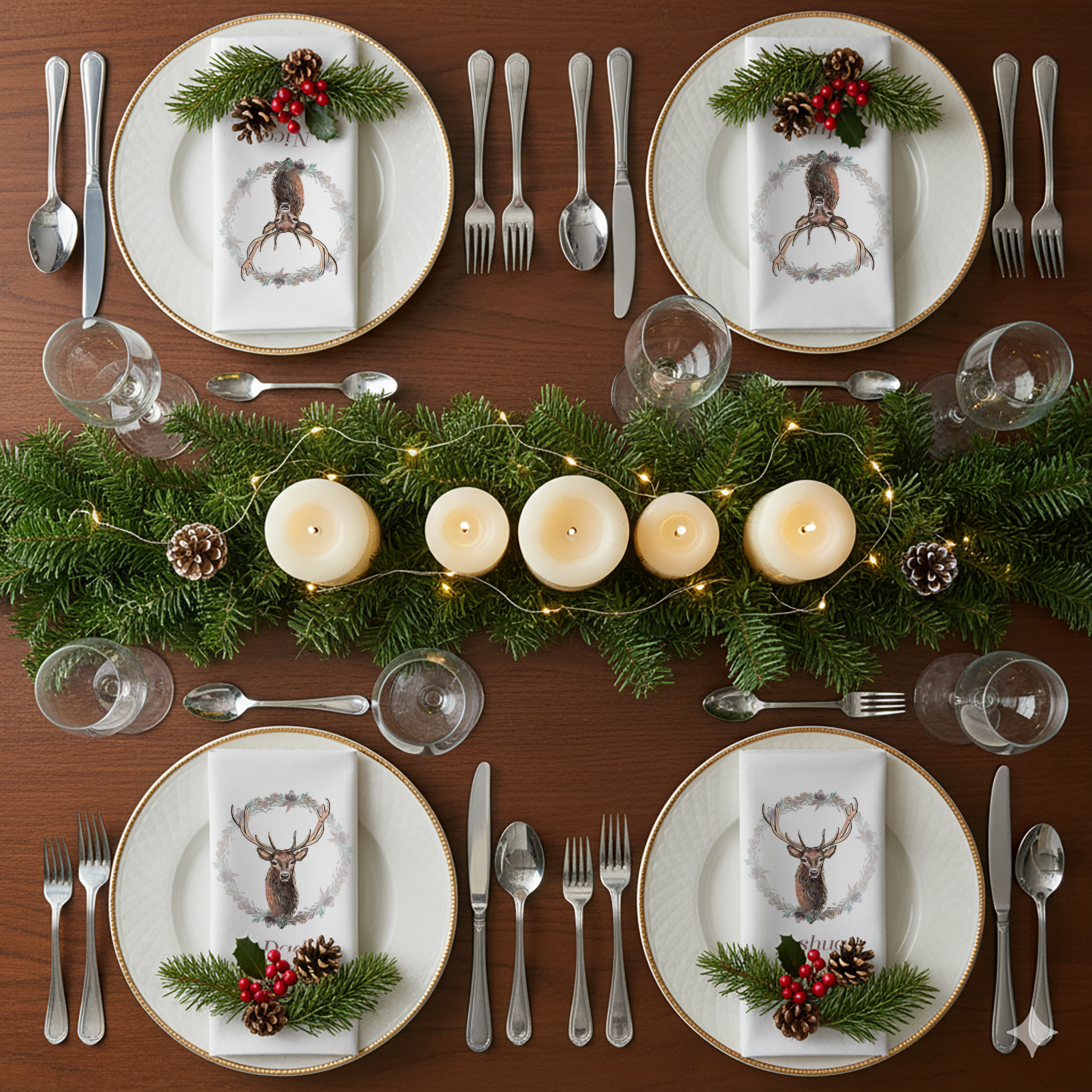 Stag Christmas Napkins – 50cm Spun Polyester