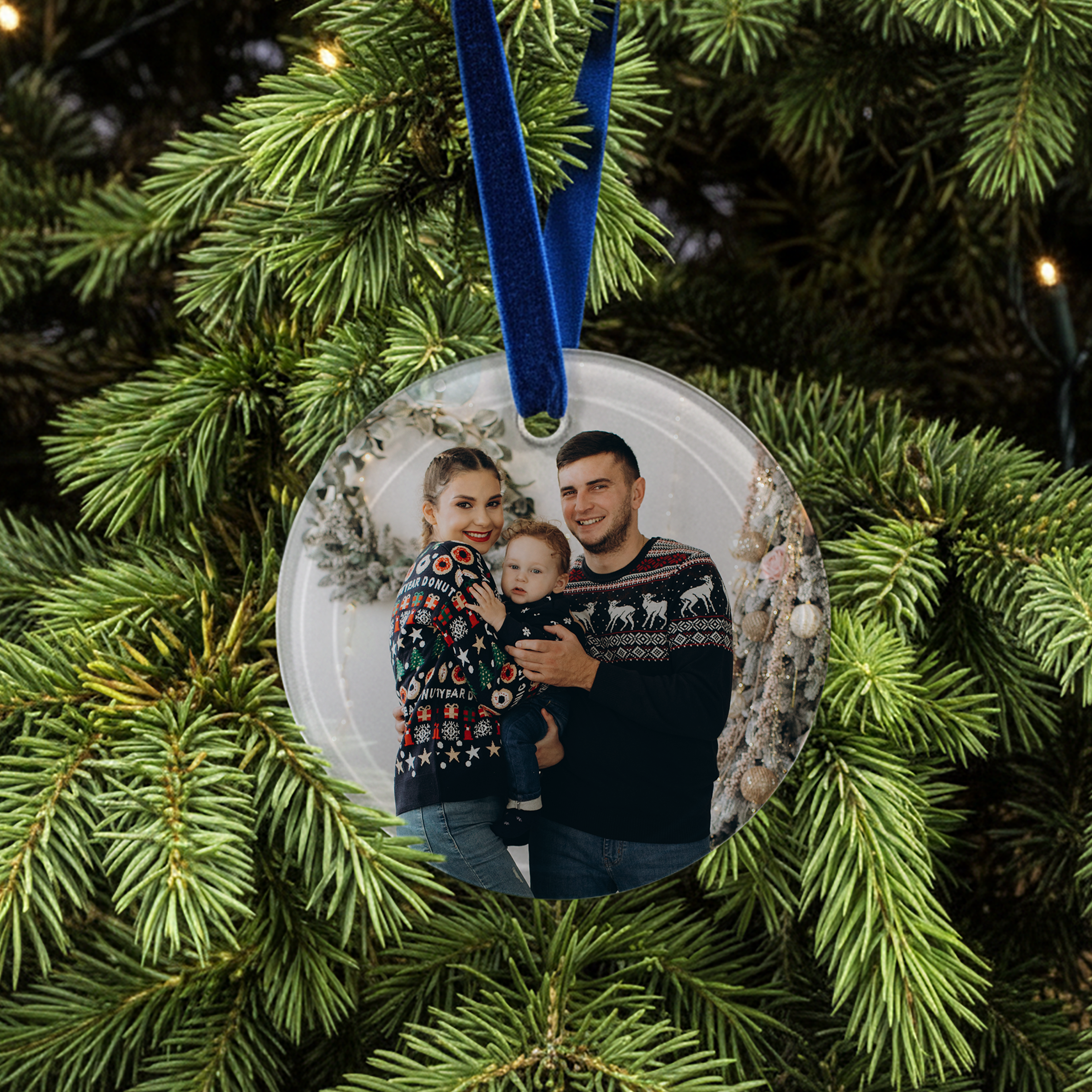 Personalised Photo Glass Ornament – Custom Printed Keepsake – Choose Round, Hexagon or Square – Add Name or Message – UK Made