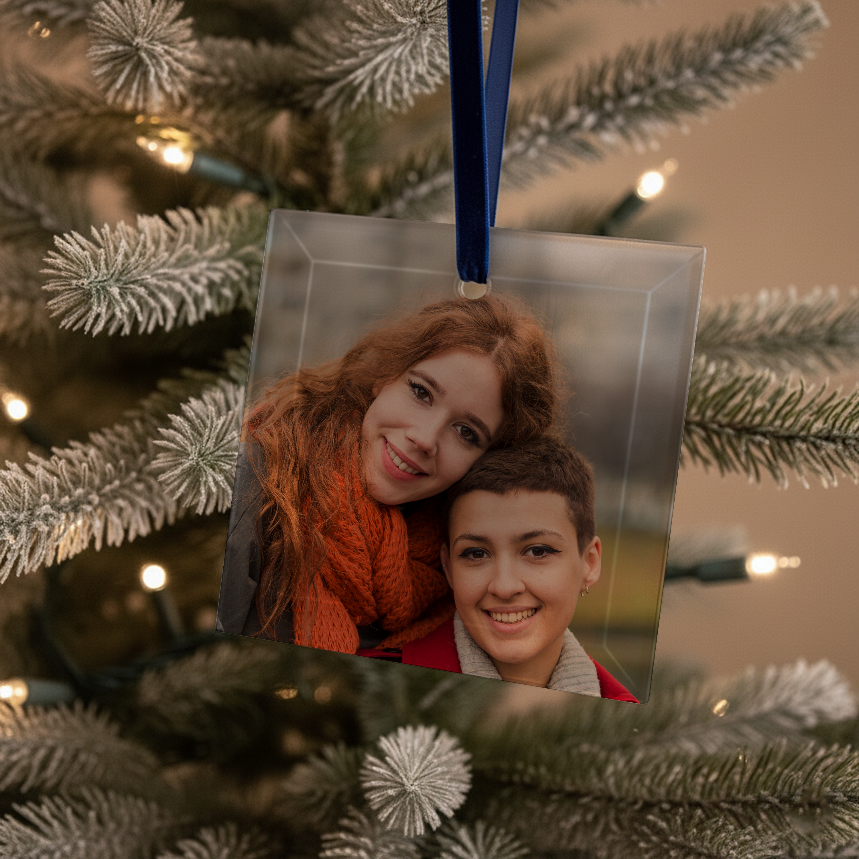 Personalised Photo Glass Ornament – Custom Printed Keepsake – Choose Round, Hexagon or Square – Add Name or Message – UK Made