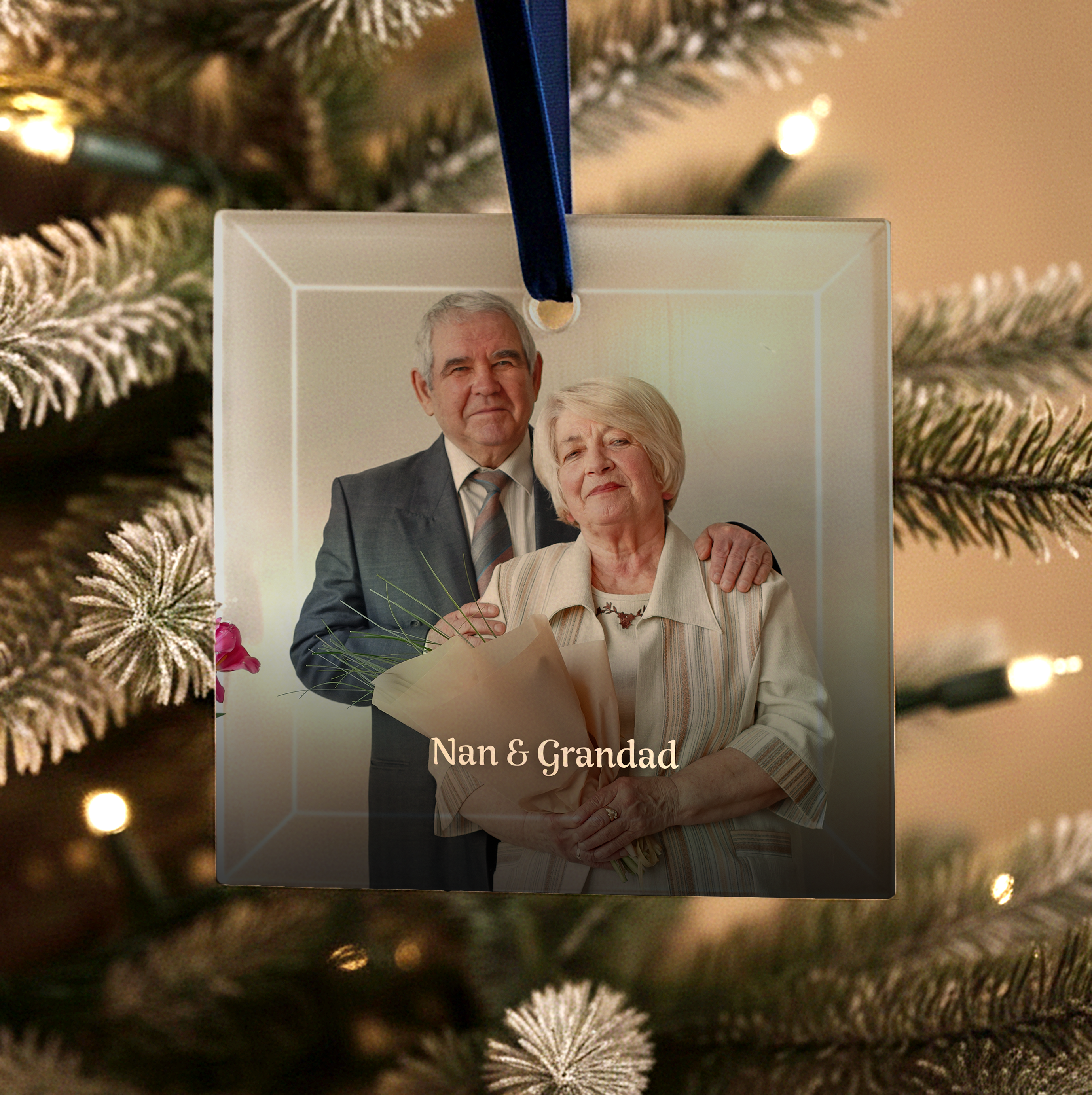 Personalised Photo Glass Ornament – Custom Printed Keepsake – Choose Round, Hexagon or Square – Add Name or Message – UK Made