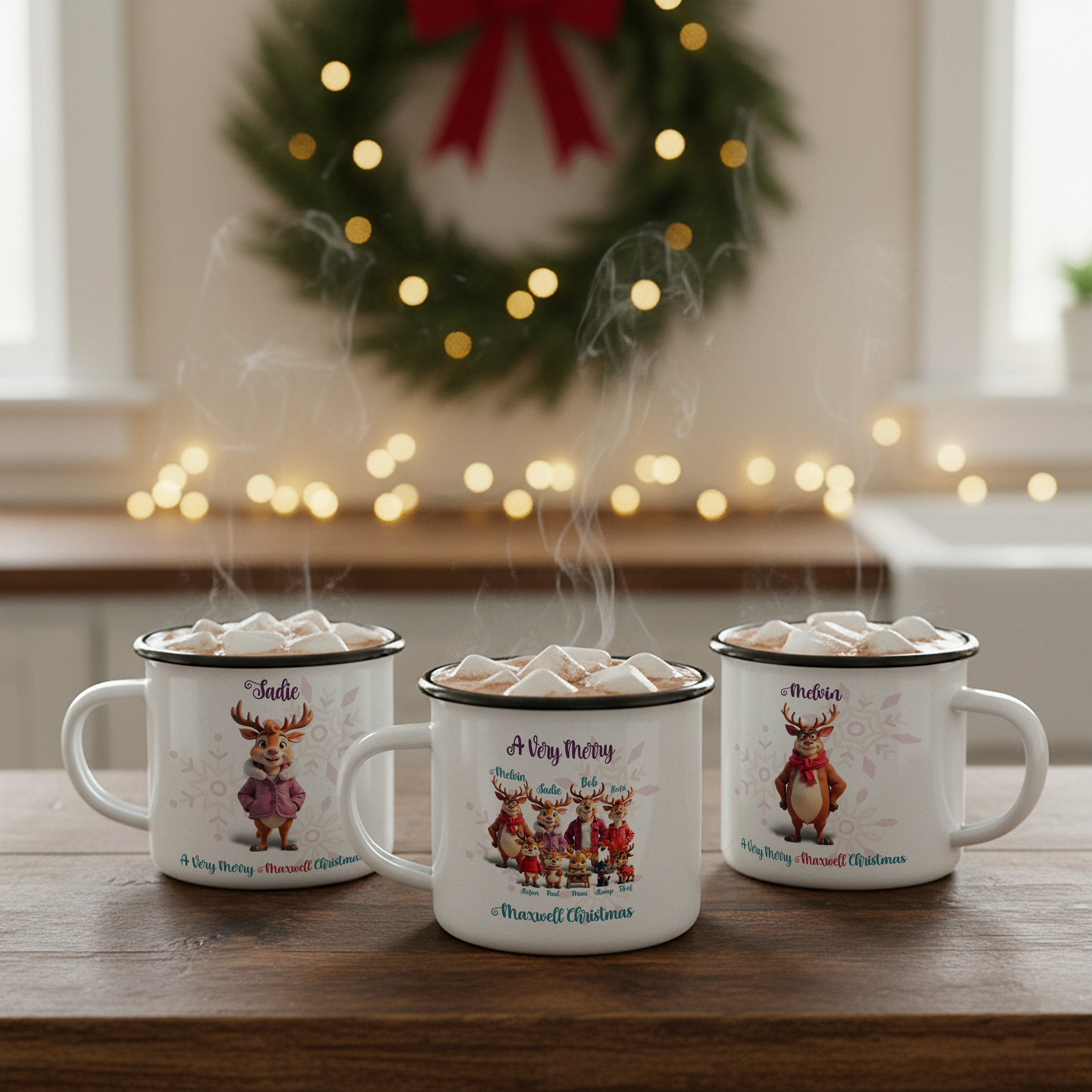 Family Reindeer Christmas Mug
